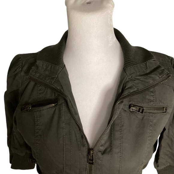 Ashley By 26 International Small Dark Green 1/2 Sleeve Cropped Utility Jacket - Picture 4 of 8